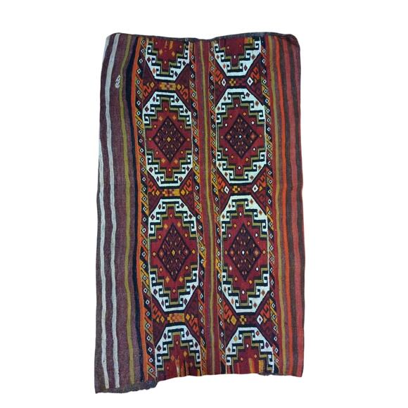 Vintage Boho Woven Tribal Soumac Chuval Rug Bag Handwoven Wool